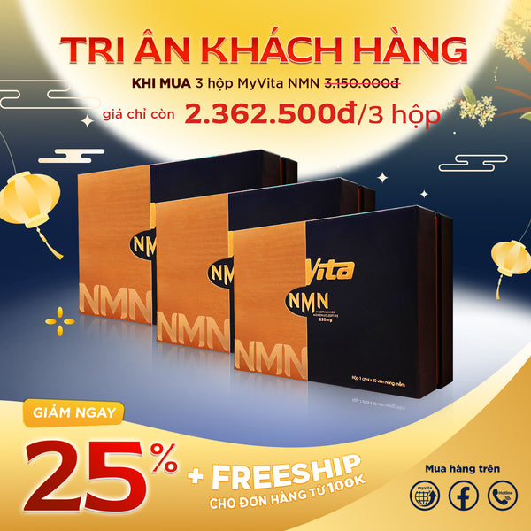Viên uống hỗ trợ chống lão hoá, trẻ hoá da cao cấp - 3 Hộp MyVita NMN