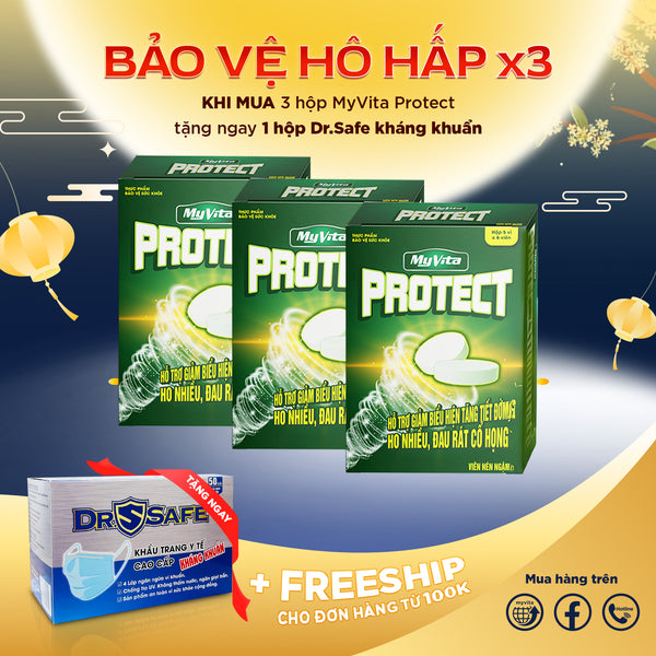 3 hộp MyVita Protect TẶNG hộp 50 khẩu trang DR.SAFE KHÁNG KHUẨN