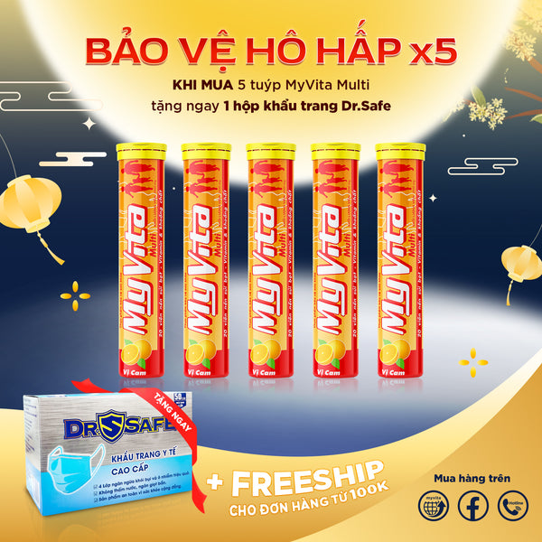 Mua 5 sủi MyVita Multi TẶNG hộp 50 khẩu trang DR.SAFE cao cấp