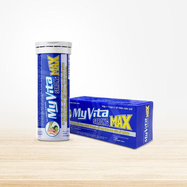 MyVita Strong Max: Viên sủi tổng hợp vitamin và khoáng chất có chiết xuất Sả-Gừng-Chanh tăng đề kháng