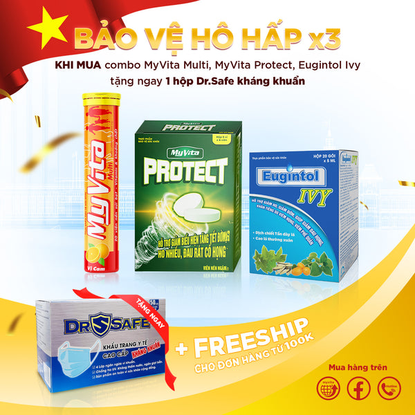 Combo Bảo vệ Hô hấp x3 TẶNG hộp 50 khẩu trang DR.SAFE KHÁNG KHUẨN