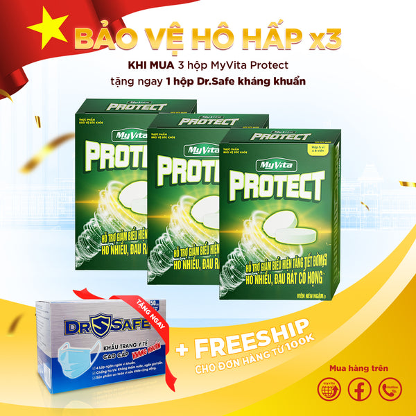 3 hộp MyVita Protect TẶNG hộp 50 khẩu trang DR.SAFE KHÁNG KHUẨN