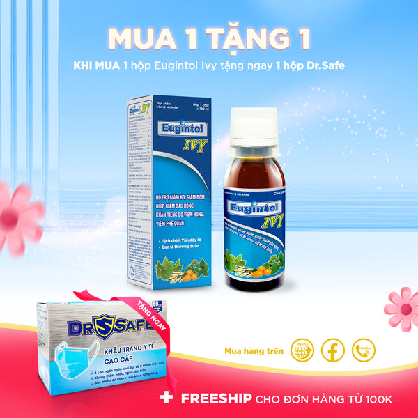 Mua Siro Eugintol IVY TẶNG hộp 50 khẩu trang Y tế cao cấp DR.SAFE (chai 100ml)