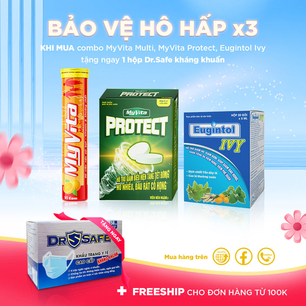 Combo Bảo vệ Hô hấp x3 TẶNG hộp 50 khẩu trang DR.SAFE KHÁNG KHUẨN