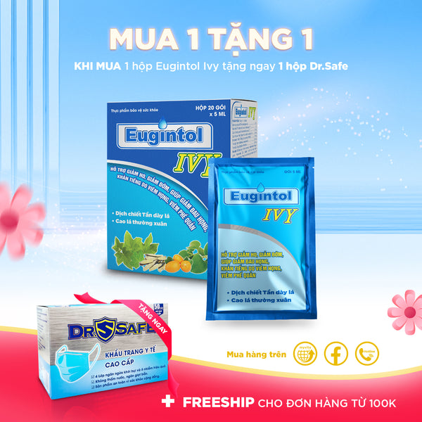 Mua Siro Eugintol IVY TẶNG hộp 50 khẩu trang Y tế cao cấp DR.SAFE (Gói 5ml)