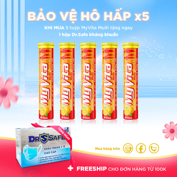 Mua 5 sủi MyVita Multi TẶNG hộp 50 khẩu trang DR.SAFE cao cấp