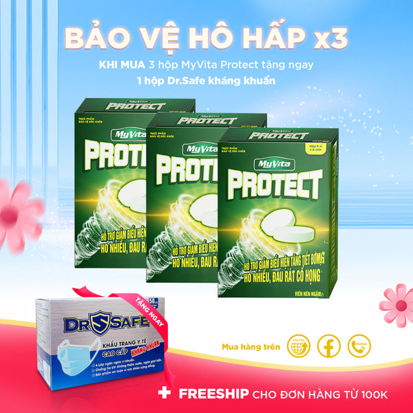 3 hộp MyVita Protect TẶNG hộp 50 khẩu trang DR.SAFE KHÁNG KHUẨN